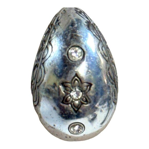 Retired Brighton Silver Teardrop Clip-On Earrings Floral Swarovski Crystal Star - Picture 2 of 5